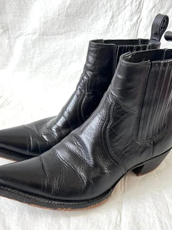 Tony Lama boots Coco short ankle booties womens 7.5 black leather snip toe - Picture 3 of 10